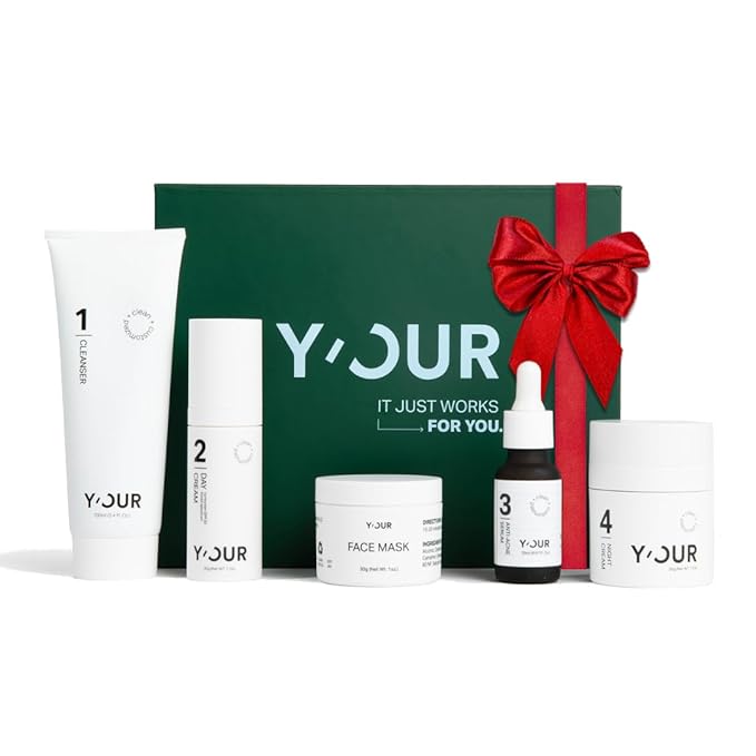 Y'OUR Acne Skincare Kit for Adults – 5-Step System with Cleanser, Day Cream, Serum, Night Cream & Mask – Fights Breakouts & Blemishes – Hydrating & Non-Comedogenic Formula