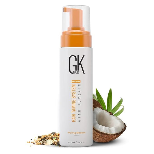 GK HAIR Global Keratin Volumizing Hair Styling Mousse (8.5 Fl Oz/250ml) -Enhances Curls Added Volume with Medium Hold & Boost Shine Moisturizing Blow Dry Frizz Control Foam for All Hair Types -Unisex