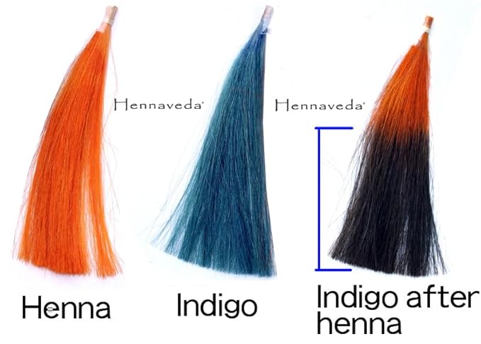Hennaveda Hair Henna Powder & Indigo Powder, Hair Color Combo with Hair Dye Brush, Gloves and Shower Cap 200g, Henna with Geographical Indication (GI) tag "Sojat Mehndi"
