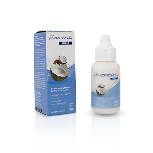 GHOSTBOND XL Hair Replacement Adhesive - 1.3oz - Invisible Bonding Wig Glue: Extra Moisture Control - Water & Oil-Resistant, Light Hold for Poly and Lace Hairpiece, Wig, Toupee Systems, (Coconut)