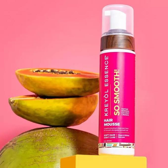 Kreyol Essence - 8 Oz Moringa Styling SCULPT + SMOOTH HAIR MOUSSE, Haitian Moringa Coconut Papaya, Hair Care