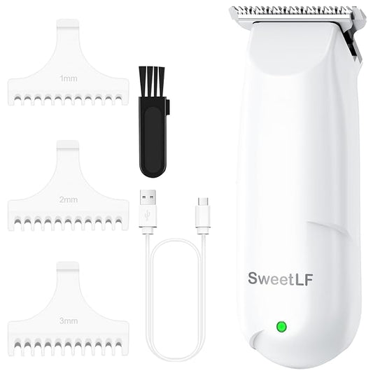 SweetLF Hair Clippers, Silent Cordless Hair Trimmer, Mini Hair Cutting Kit with 3 Guide Combs, USB Rechargeable, Portable, White