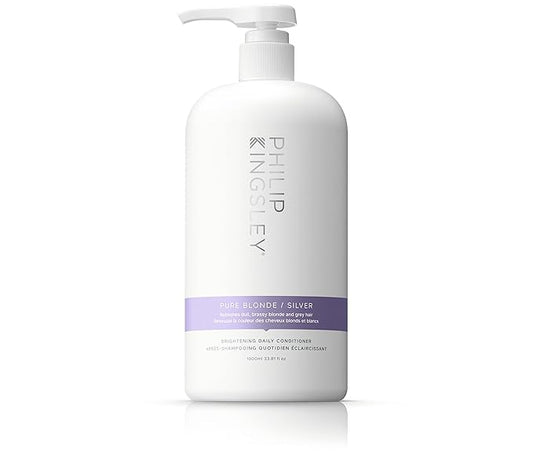 PHILIP KINGSLEY Pure Blonde/Silver Brightening Daily Purple Conditioner for Blonde Gray Brassy Colored Highlighted Bleached Hair Toner for Orange Brassiness and Yellow Tones, 33.8 oz