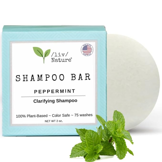 Shampoo Bar | Clarifying Shampoo Removes Residue and Build | Anti-dandruff | Peppermint | Travel Essential | Made in USA | 1-pk