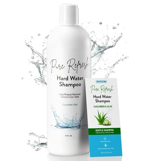 Pure Refresh Hard Water Shampoo - Chelating, Sulfate-Free Hair Care for Well Water - Hard Water Hair Treatment to Gently Remove Buildup and Revive Softness - Made in the USA (16oz.)
