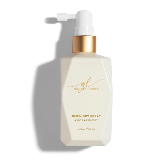 Goldie Locks Blow Dry Spray - 450°F Heat Protection and Frizz Control - Hydrating Blow Dry Mist with Style Memory - Safe for Extensions & Color-Treated Hair - Protein-Free - 4 fl oz