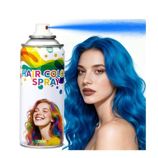 Washable Temporary Hair Color Spray Blue- Instant 1-Day Use Hair Color Wax Kit with FREE Applicator Gloves & Cap for Adults & Kids, Easy Wash Out for Halloween, Cosplay, Carnival, Sports (120 ML)