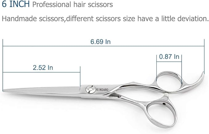 6" Professional Hair Scissors Cutting Shears 440C Hair Cutting Haircut Scissors Sharp Barber Shears Convex Edge KINSARO for Hairdresser Barbershop or Home Use