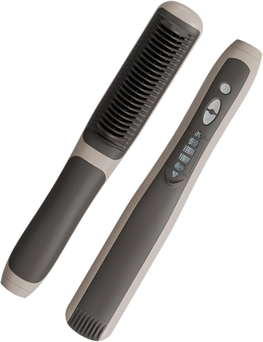 Hair Straightener Brush, Straight Hair Comb for Women, Heat Comb Hair Straightening 30s Fast Heating with 6 Temp Settings & Anti-hot Comb, Styling for Silky Smooth Home Salon, Grey