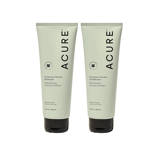Acure Vivacious Volume Shampoo and Conditioner Set - Thickening & Volumizing Hair Care for Thick, Full Locks, Boost for Thin, Fine Hair, Sulfate Free, Paraben Free, Vegan - 8 fl oz (Pack of 2)