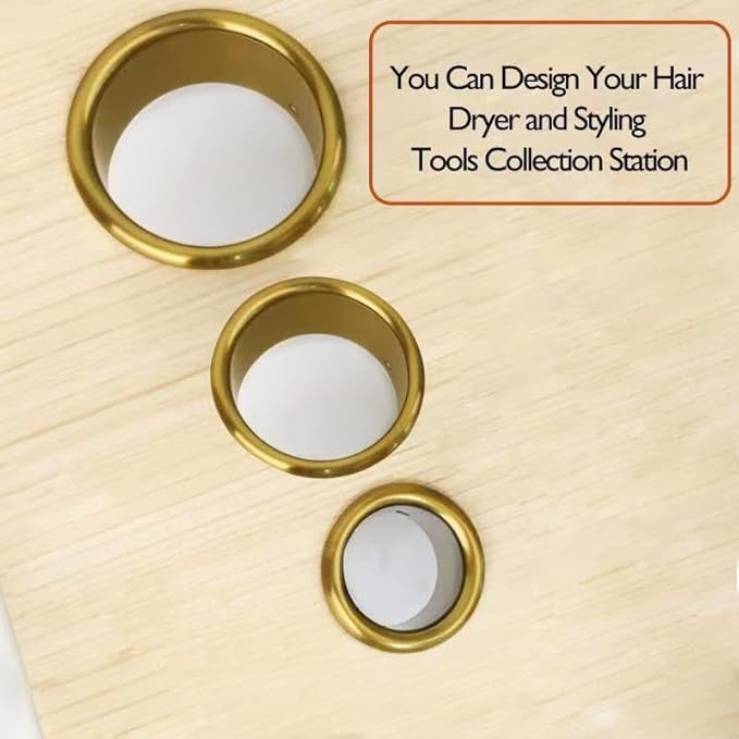 Hair Styling Station Dryer Curling Iron Appliance Hot Iron Tools Holder Tube (Golden, 3inch, 2inch, 1.5inch, 1.78inch)