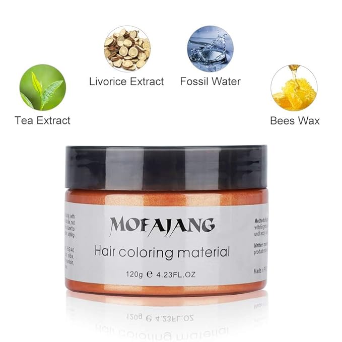 Temporary Hair Color Wax Orange 4.23 oz-Instant Hairstyle Cream Hair Pomades Hairstyle Wax for Party Cosplay Easy Cleaning