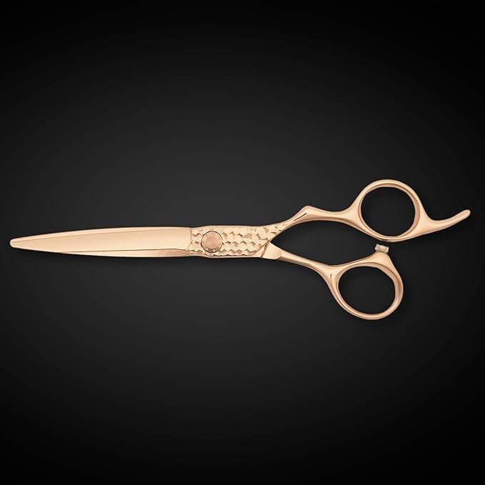 6 Inch Rose Gold Hair Cutting Scissors - Professional Shears for Hairdressers and Barbers - 440C Stainless Steel With Gold Titanium Coating - Wet or Dry Haircutting