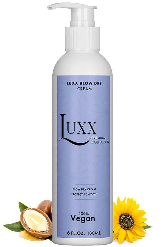 Luxx Blow Dry Cream | Frizz Control | Vegan Heat Protectant Styling Cream | Infused with Argan Oil & Shea Butter | Sulfate & Paraben-Free (6 Fl. Oz)