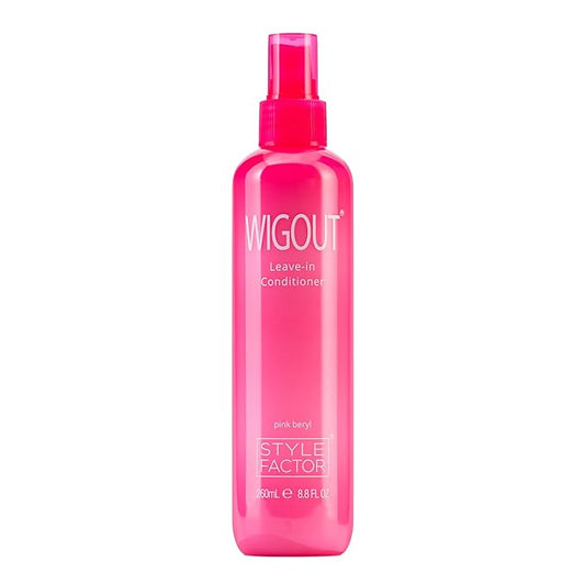 Style Factor WIGOUT Leave-In Conditioner Spray – Lightweight Hydrating & Conditioning Mist Controls Frizz, Adds Shine & Softness For Dry Damaged Hair No-Rinse Formula for All Hair Types - Pink Beryl