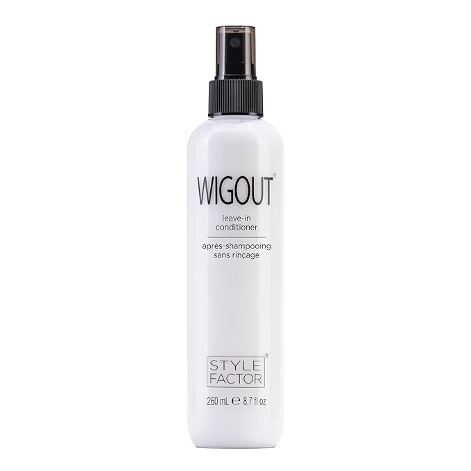 Style Factor WIGOUT Leave-In Conditioner Spray – Lightweight Hydrating & Conditioning Mist Controls Frizz, Adds Shine & Softness For Dry Damaged Hair No-Rinse Formula for All Hair Types - White