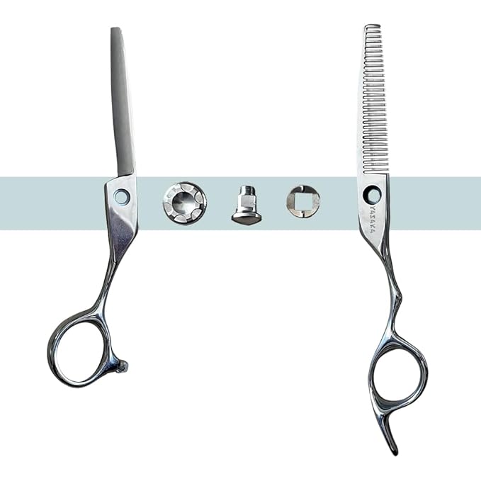 YASAKA 6 Inch Professional Hair Thinning and Cutting Shears Kit,Barber Shears,Cobalt Stainless Scissors,Sharp Razor Edge Barber Hair Scissors, Ergonomic Grip Design for Hair Salon or Home Use