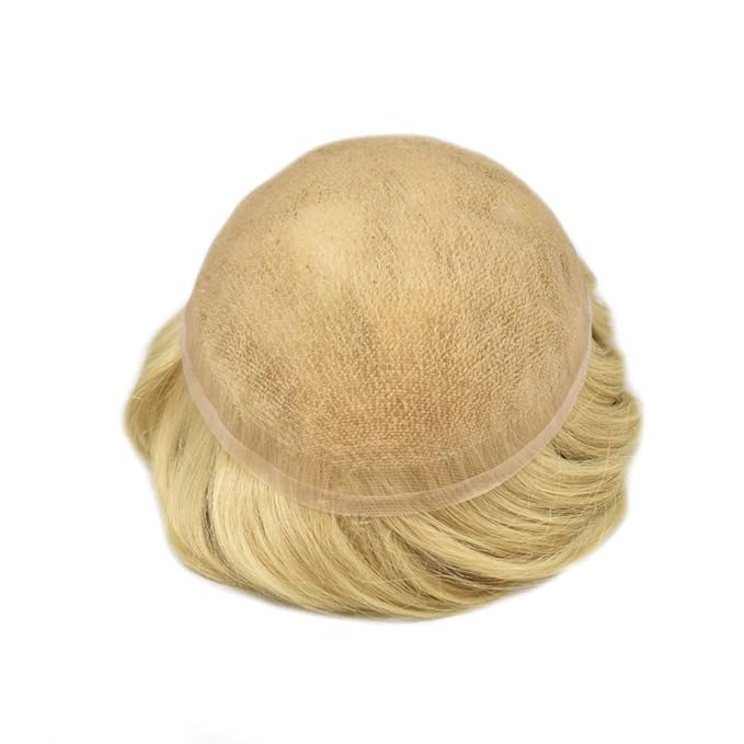 Toupee For Men Real Human Hair System Full Swiss Lace Mens Toupee Lace Hair Piece For Men Hair System Bleached Knots 8x10 120% Medium light density 22R#