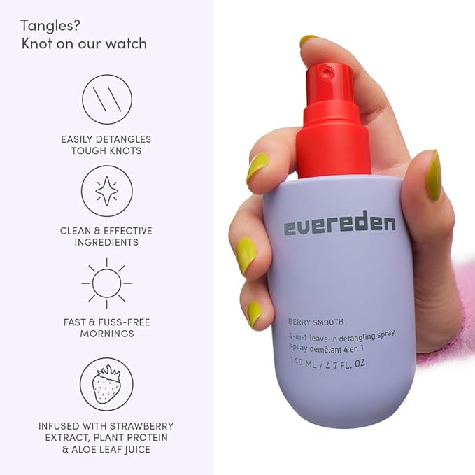 Evereden Kids Detangler Spray: 4-in-1 Leave-In Hair Spray | Detangle, Moisturize & Strengthen| Easily Tackle Even the Toughest Knots | Clean & Vegan All types of Hair Product for Kids | Pack of 2