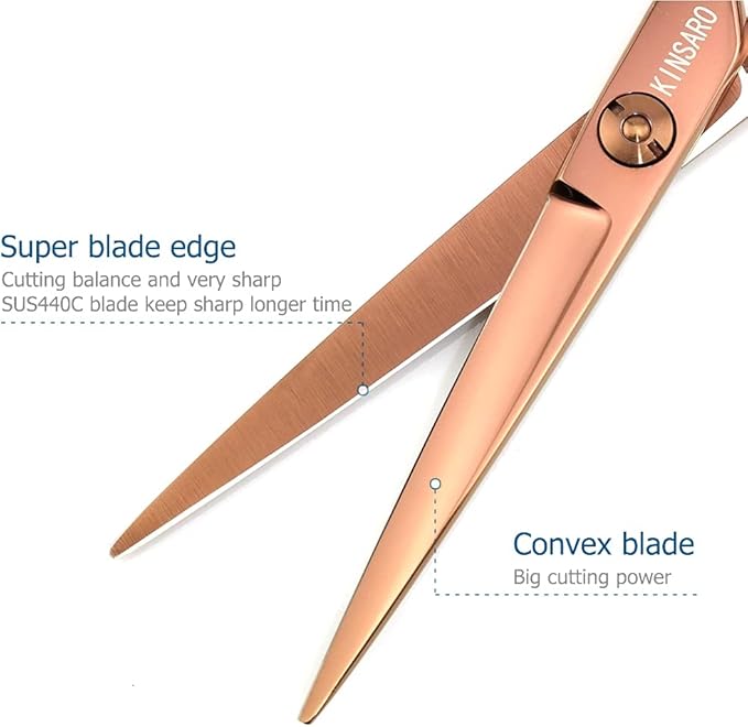 6 Inch Professional Hair Cutting Scissors Hair Cutting Shears 440C Hair Shears Haircut Barber Scissors Convex Edge KINSARO for Hairdresser Barbershop or Home Use