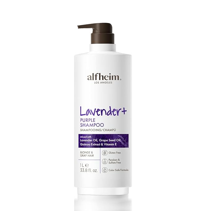 ALFHEIM Lavender+ Purple Brightening Shampoo | Deep Moisturizing, Hydrating ＆ Smoothing | Color-Safe, Sulfate & Paraben-Free Formula, for Silver, Blonde & Highlighted Hair | 33.8 fl oz