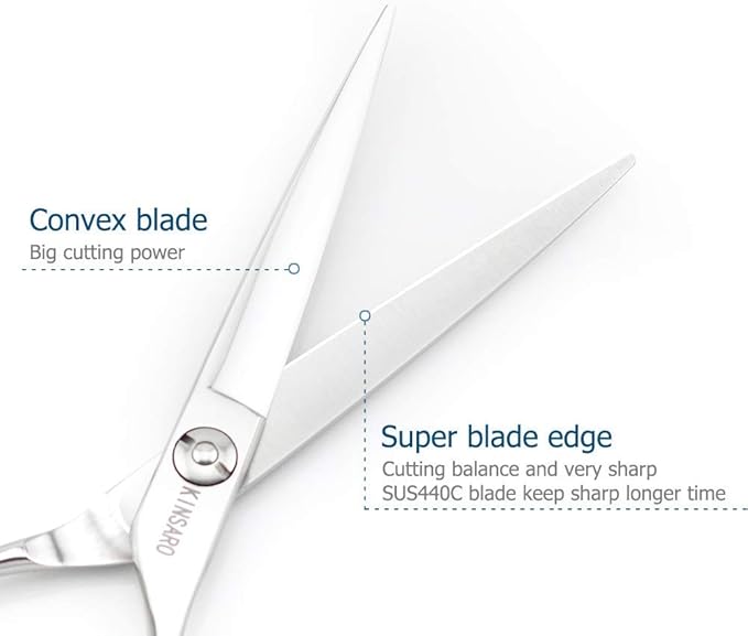 6" Professional Hair Scissors Cutting Shears 440C Hair Cutting Haircut Scissors Sharp Barber Shears Convex Edge KINSARO for Hairdresser Barbershop or Home Use