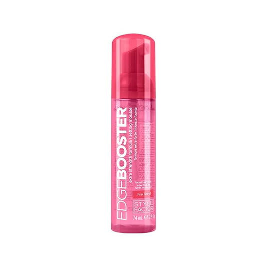 Style Factor EDGE BOOSTER Extra Strength Setting Mousse Travel Size – Frizz Control, Extra Volume, and Conditioning – 2.5oz Pink Beryl Mousse for Curly Hair