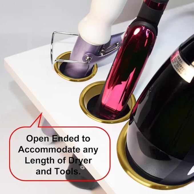 Hair Styling Station Dryer Curling Iron Appliance Hot Iron Tools Holder Tube (Golden, 3inch, 2inch, 1.5inch, 1.78inch)