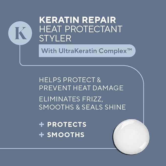 Infusion K Heat Protectant Styler with UltraKeratin Complex - Prevent Heat Damage & Breakage | Control Frizz & Enhance Shine | Color Safe, Paraben Cruelty Sulfate Free | USA Made (8 oz)