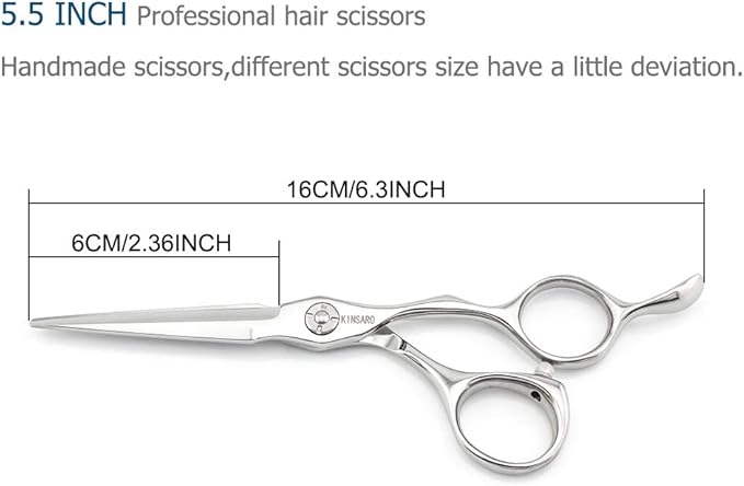 5.5" Professional Hair Scissors to Cut Hair Cutting Haircut Shears 440C Barber Shears Hairdresser Sharp Hair Scissors Bearing Screw KINSARO for Hairdresser Barber or Home Use