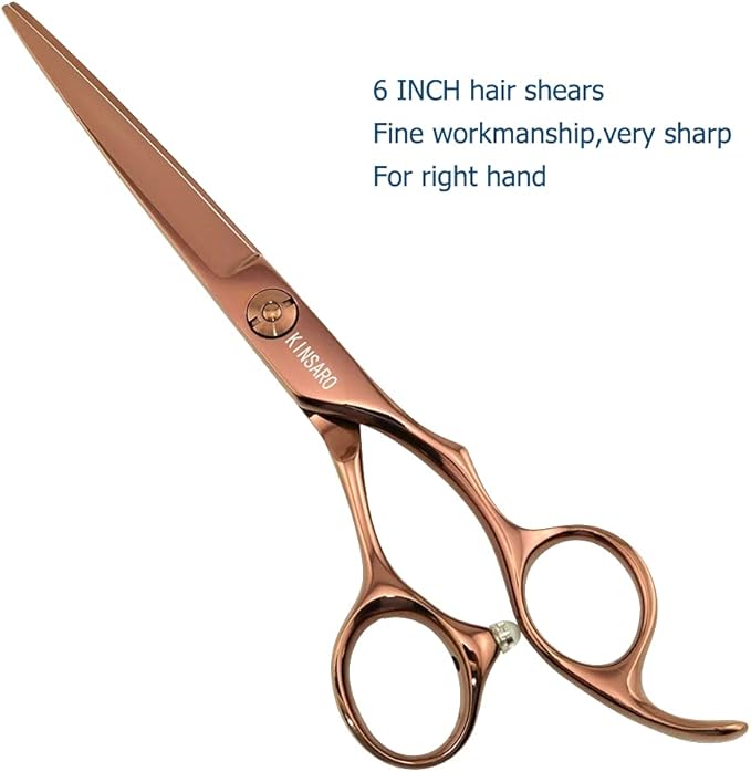 6 Inch Professional Hair Cutting Scissors Hair Cutting Shears 440C Hair Shears Haircut Barber Scissors Convex Edge KINSARO for Hairdresser Barbershop or Home Use
