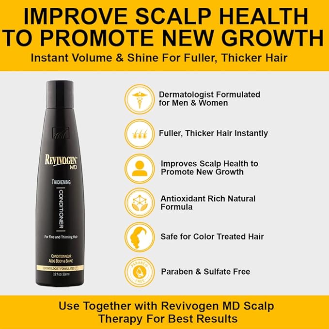 Revivogen MD Thickening Conditioner, Conditioner for Thinning Hair, Hair Loss Conditioner, Thickening Conditioner Men/Women, Conditioner for Hair Loss, 12 Fl oz