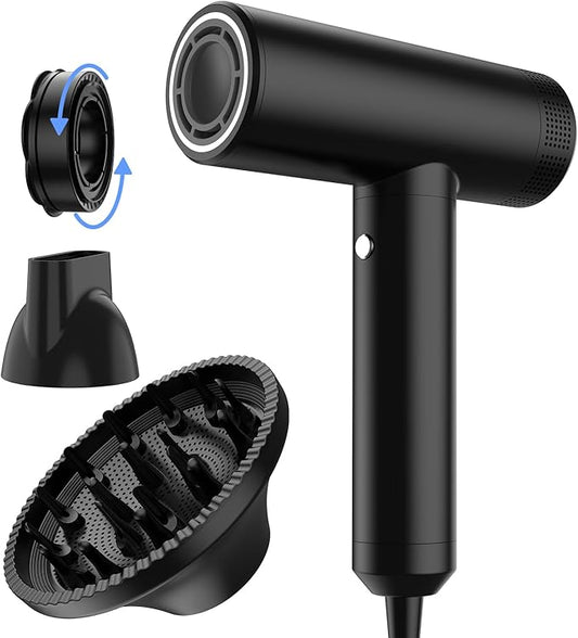Professional High Speed Ionic Hair Dryer | Ultra-Fast Drying | Low Noise | 110000 RPM |Metal Body |Household Travel| Compact Blow Dryer with Magnetic Diffuser for Faster Drying All Hair Types