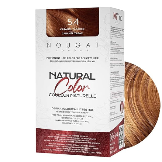 NOUGAT Caramel Tabacco Permanent Hair Color Kit - 100% Gray Coverage, Ammonia Free & PPD Free for Sensitive Scalp - 3-in-1 Color, Repair & Nourish System with Anti-Aging Hair Mask & Essence