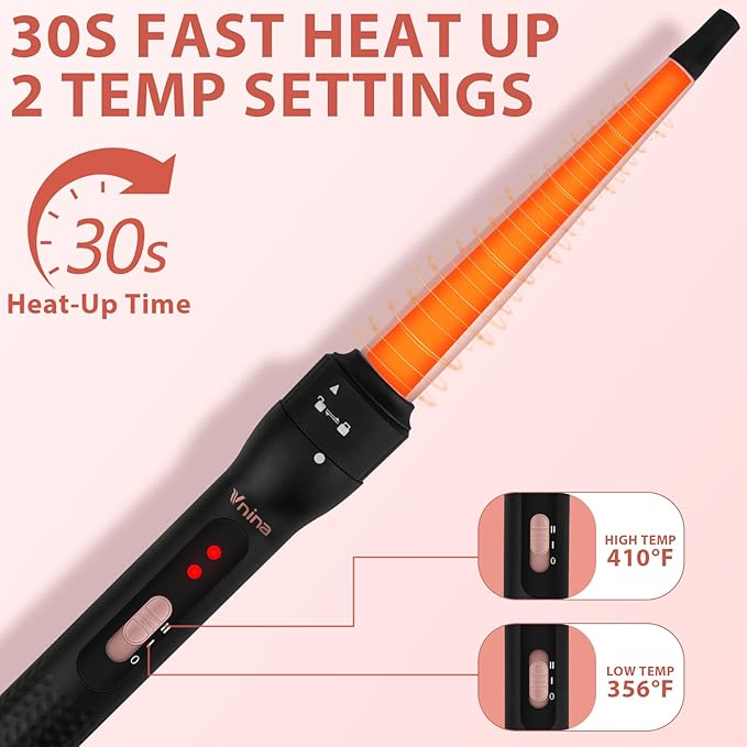 5 in 1 Curling Iron Set, 3 Barrel Curling Iron Set with Curling Brush (1.5 inch),4 Interchangeable Ceramic Curling Wand (0.5-1.25"), Instant Heat Up, 2 Temps Setting, with Comb & Glove & 2 Hair Clips