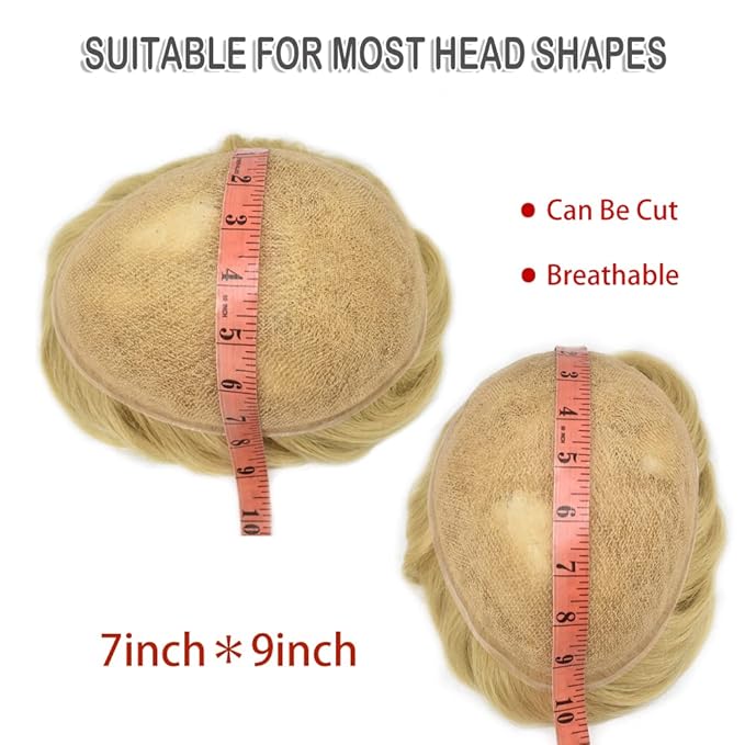 Toupee For Men Real Human Hair System For Men Full Swiss Lace Mens Toupee Lace Hair Piece For Men Hair System Bleached Knots 8x10-90% light density22R#