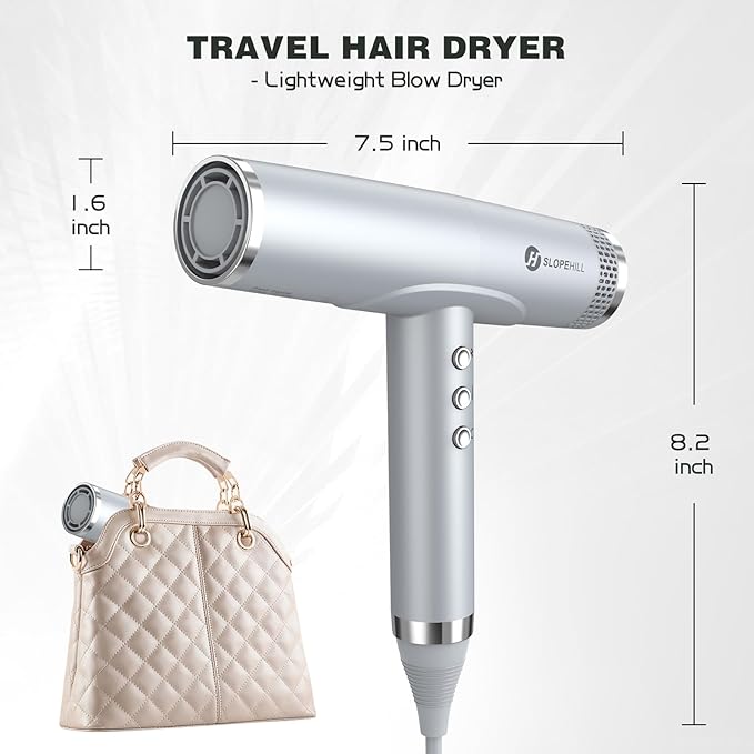 slopehill Hair Dryer - Professional Ionic Hairdryer, High-Speed Blow Dryer for Fast Drying, Home & Salon & Travel, Low Noise, Lightweight Compact Ceramic Blowdryer