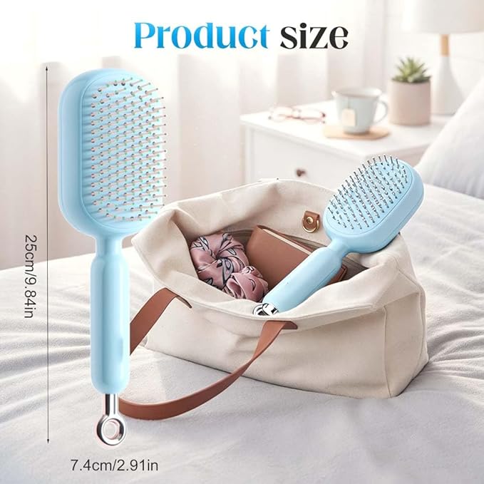 Retractable Cushion Massage Comb Brush, 2026 New Self Cleaning Hair Brush for Women, Anti Static Air Cushion Comb with Retractable Bristles for Women Men All Hairs Types (White)