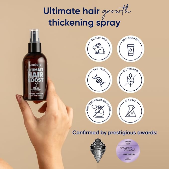Moerie Ultimate Hair Boost Spray Designed to Strengthen & Restore Scalp Health - 100% Natural Hair Serum with over 100 Minerals, Vitamins & Amino acids - Fresh Scent - Double Pack