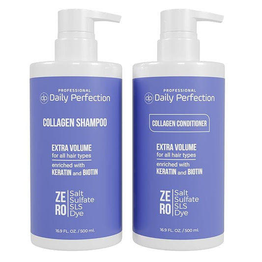 (dp) Collagen Shampoo & Conditioner – Boost Volume and Strength for Flat Hair – Clean + Salon-Grade Formula with Biotin & Keratin