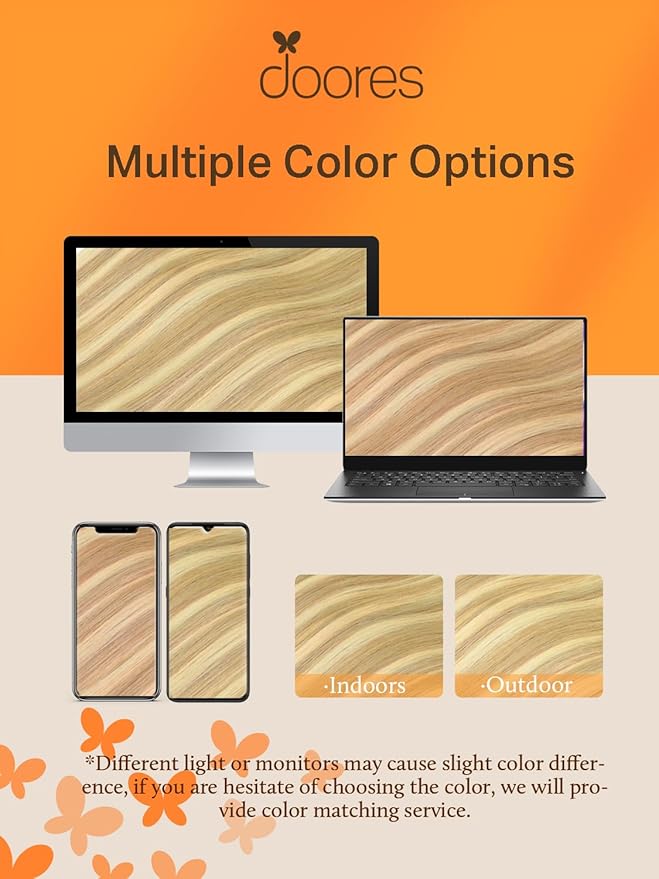 DOORES Tape in Human Hair Extensions, 20pcs 50g 14 Inch Drity Blonde Highlight Golden Blonde, Remy Human Hair, Straight, Tape-In Installation