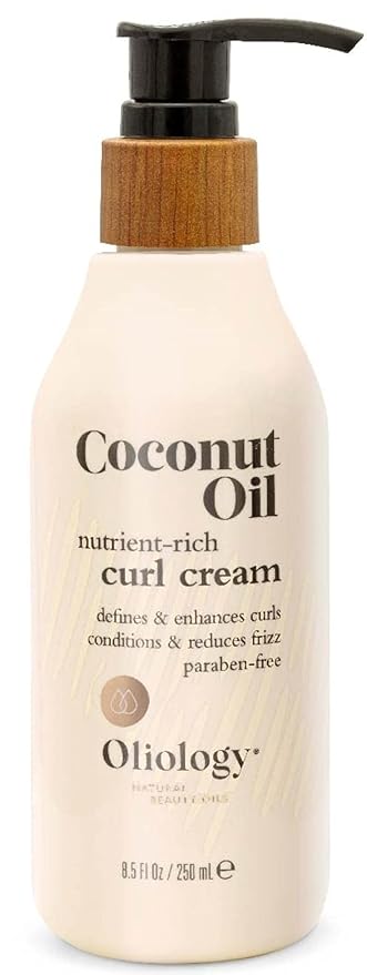 Oliology Coconut Oil Curl Cream - Defines & Enhances Curls & Waves | Botanically Infused | Conditions & Reduces Frizz | Made in USA, Cruelty Free & Paraben Free (8.5oz)