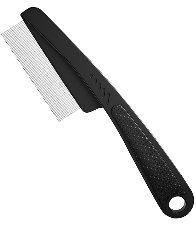 Dandruff Comb Fine Tooth Scalp Detox Comb Lice for Women, Men & Kids Stainless Steel Scalp Detoxing, Sweep & Massage Hair Brush Tool for Hair Care (Black 1PC)