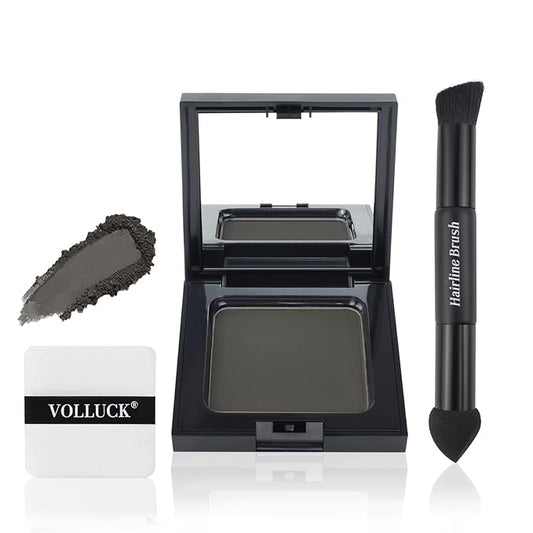 VOLLUCK Root Touch up Powder, Long-lasting Gray Hair Cover up Powder for All Hair Types, Waterproof for Women and Men (Dark-Brown, 0.42 0unce)