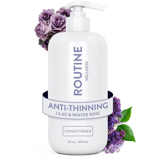 Routine Wellness Anti-Thinning Deep Conditioner for Thinning Hair – Strengthening DHT Blocker Formula for Men & Women – Promotes Fuller-Looking, Healthier Hair – 14 oz Lilac & Winter Rose