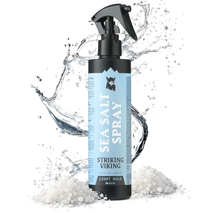 Striking Viking Sea Salt Spray for Men - Light Hold, 6.76 Fl Oz, Blue Ocean Scent - Volumizing Hair Spray for Men - Texturizing & Curl Enhancing - Paraben Free