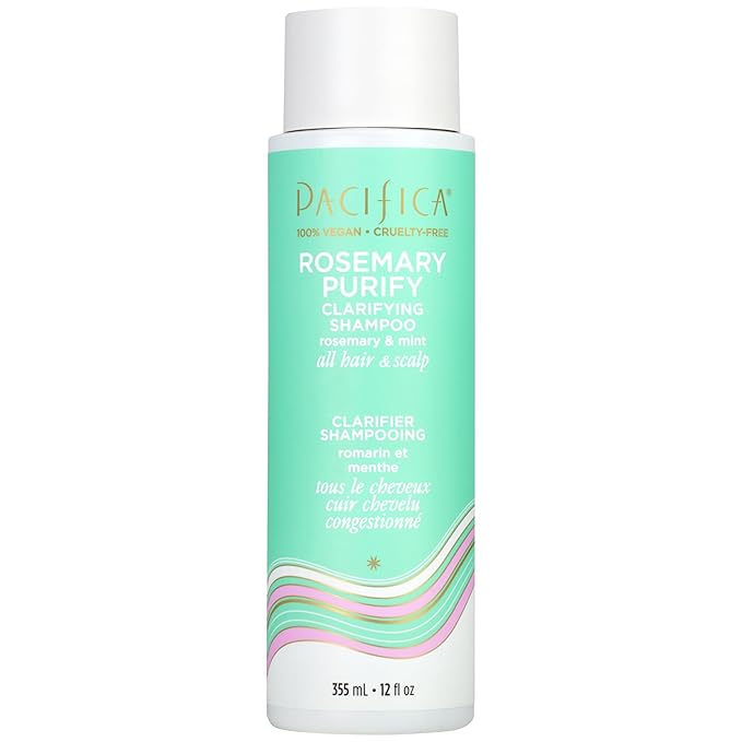 Pacifica Clarifying Shampoo – Rosemary Purify Invigorating Shampoo w/Soothing Mint for Detoxing Hair & Scalp Build-Up, Sulfate & Silicone Free - Vegan & Cruelty-Free Dermatologist Tested