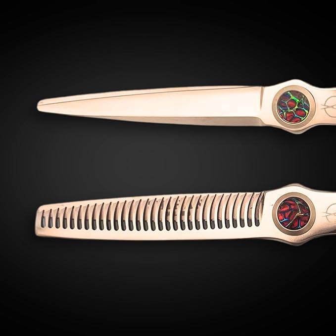 6 Inch Gold Hair Cutting Shears - 440C Stainless Steel With Gold Titanium Finish - Designed for Professional Users (Set of Hair Shears)