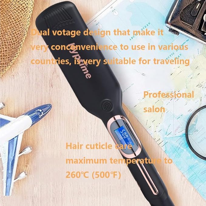 Wide Flat Iron Titanium Straightener Digital Display to Accurately Control Temperature, 2 Inch for Thick & Curly Hairs Professional, Dual Voltage 500°F Fast Heating for Black Hair Friendly
