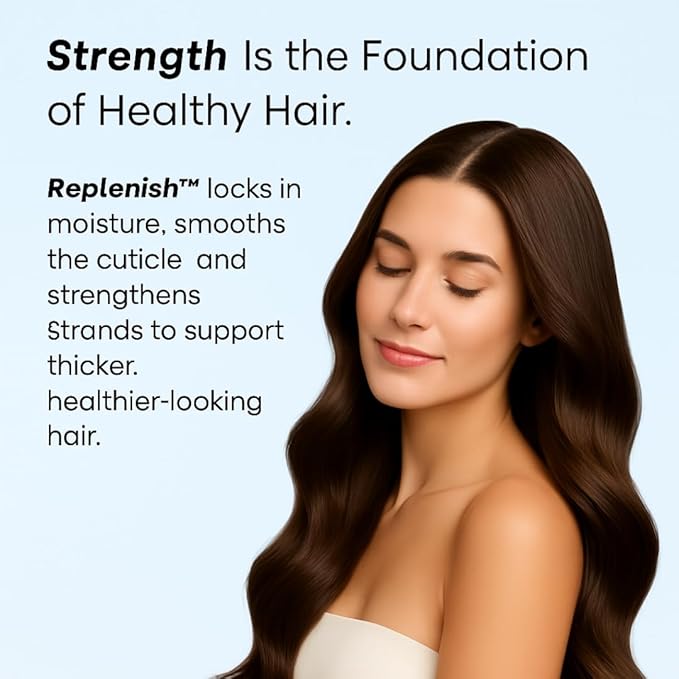 Replenish Conditioner – Hydrating Botanical Blend with Biotin, Argan Oil & Macadamia Seed Oil – Helps Reduce Breakage & Supports Fuller-Looking Hair – 250ml